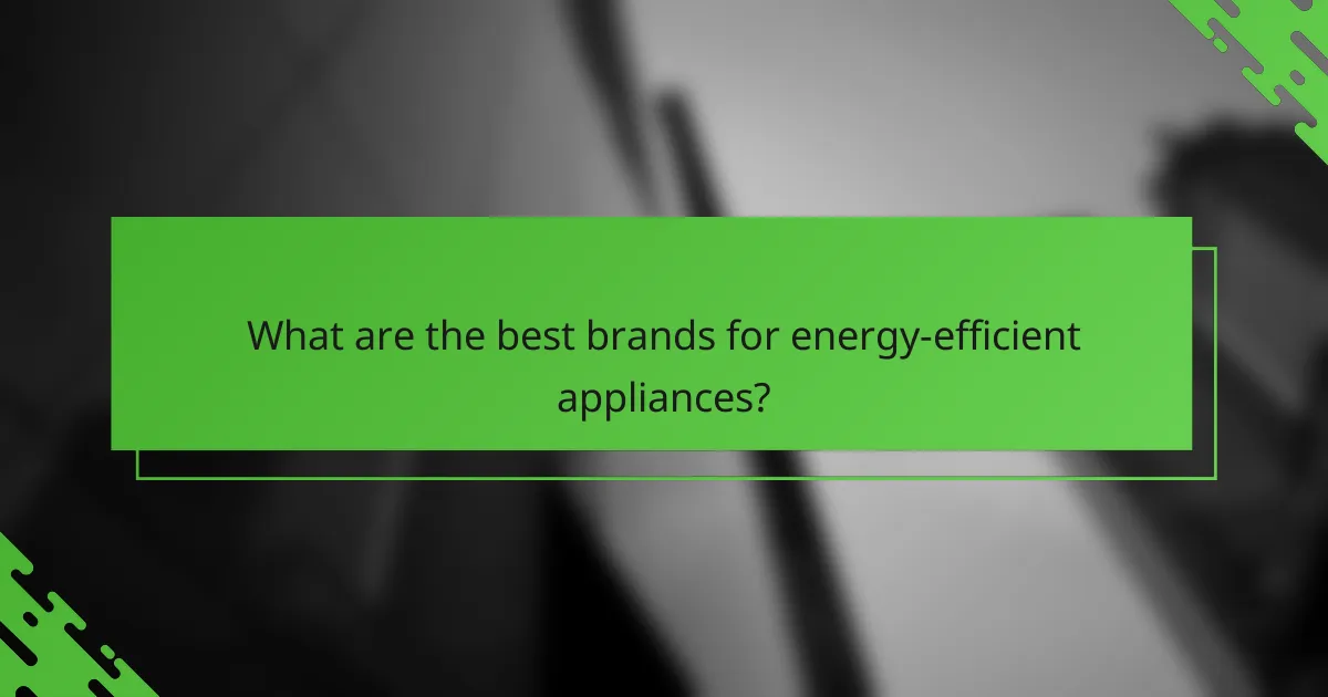 What are the best brands for energy-efficient appliances?